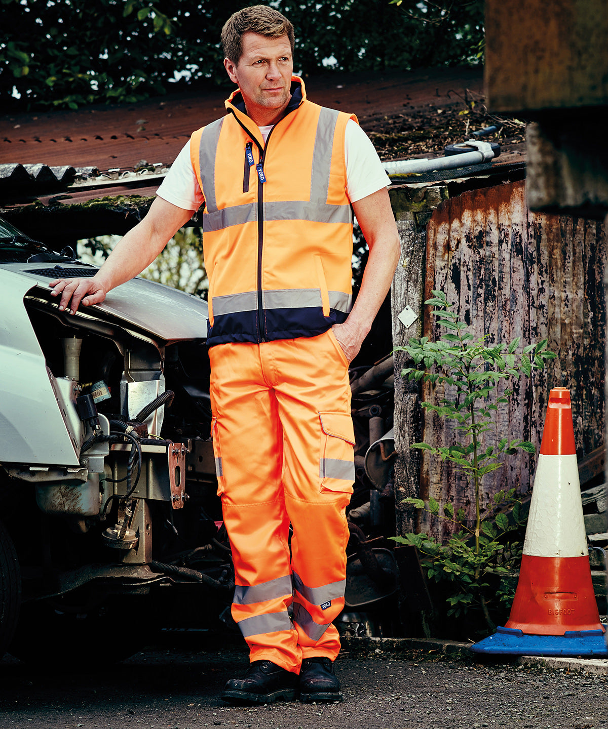 Yoko Hi-Vis Cargo Trousers with Knee Pad Pockets