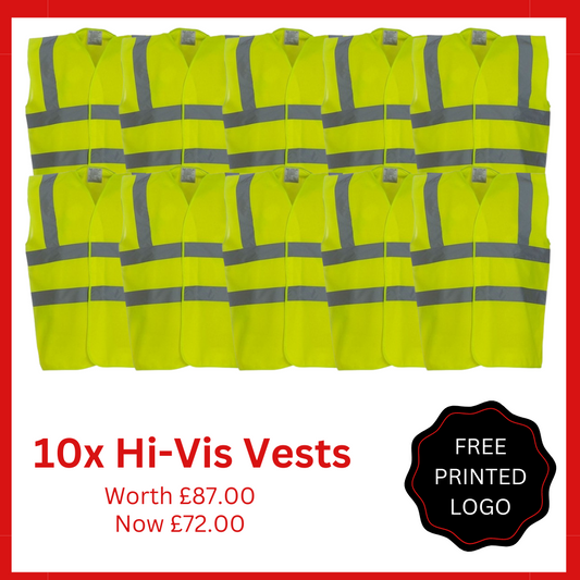 10x Printed Hi-Vis Vests Bundle